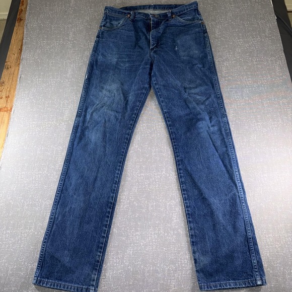 Wrangler 13MWZ Jeans Mens 36x36 Blue Denim Cowboy Cut Western Straight Leg - Picture 2 of 11